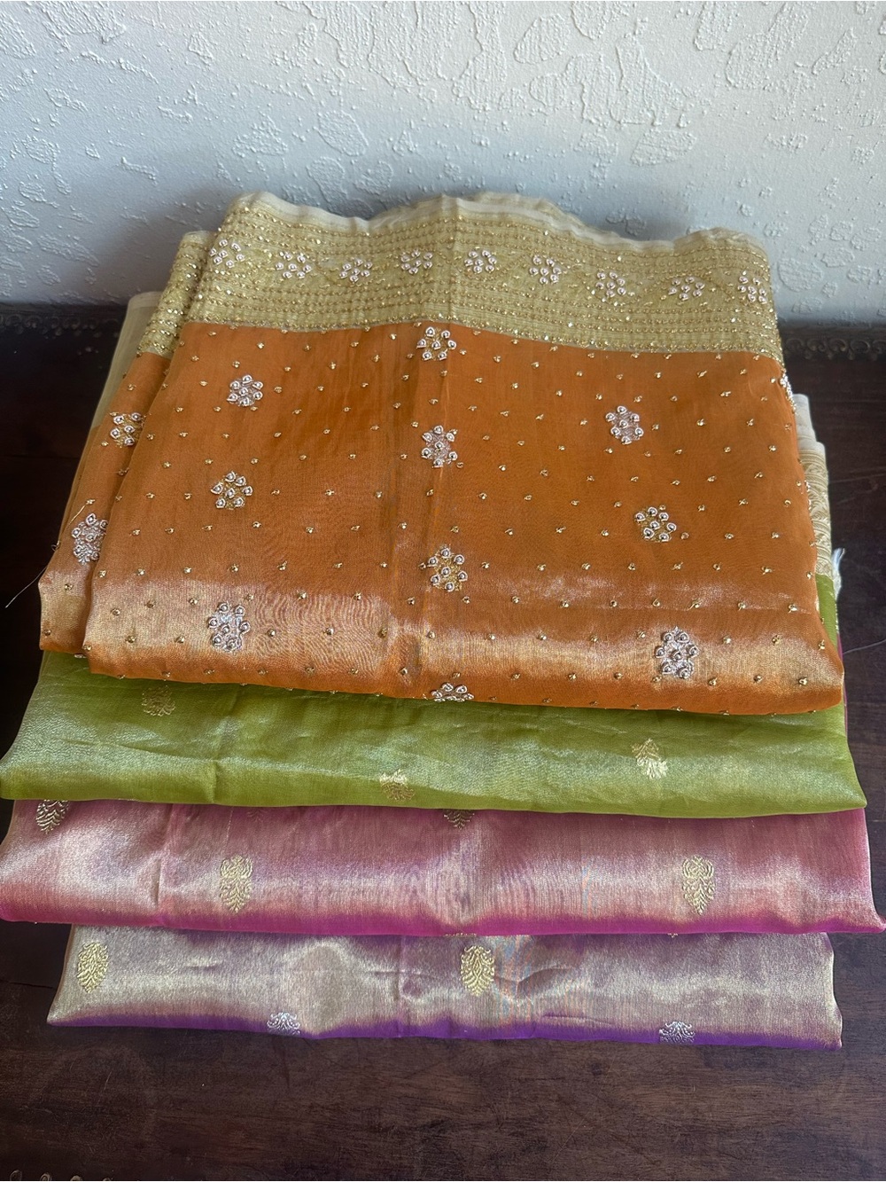 Bundle of 4 silk organza saree